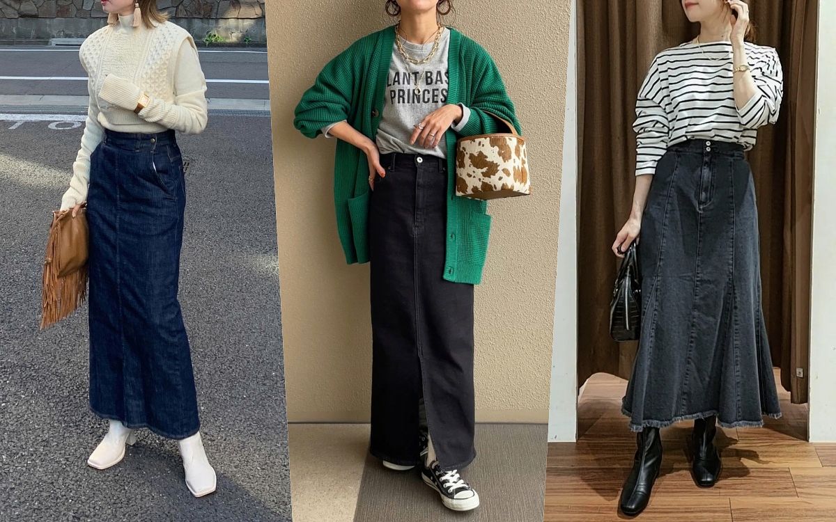 2022牛仔裙冬季穿搭女子範本