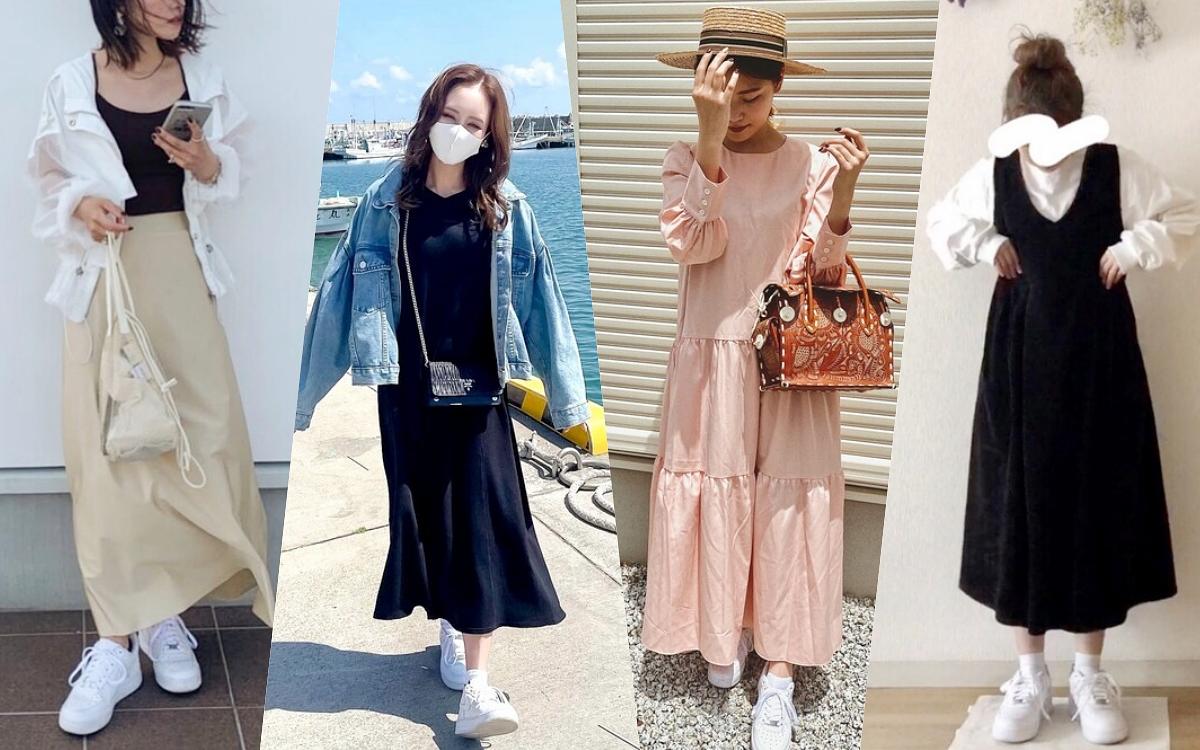 基本派小白鞋王者!NIKE最熱搜「Air force 1球鞋」女子穿搭圖鑑,搭洋裝超美、穿整年都不膩