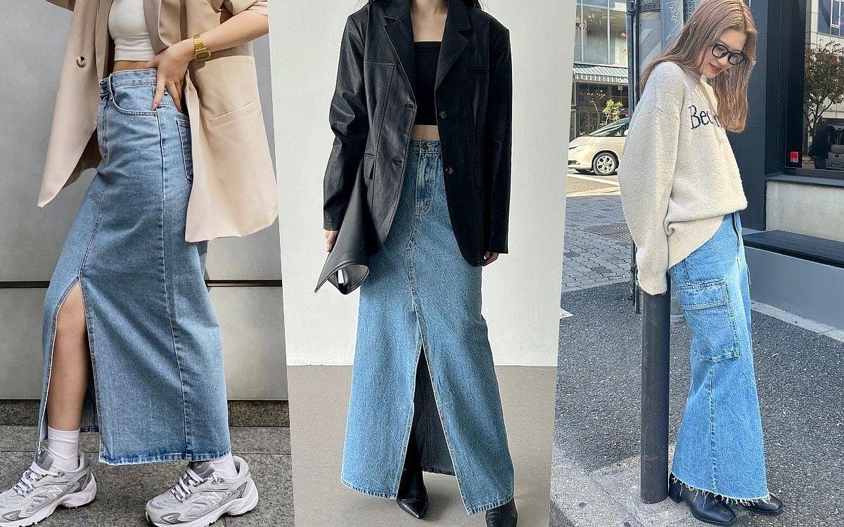 冬天穿搭女生範本牛仔長裙穿搭