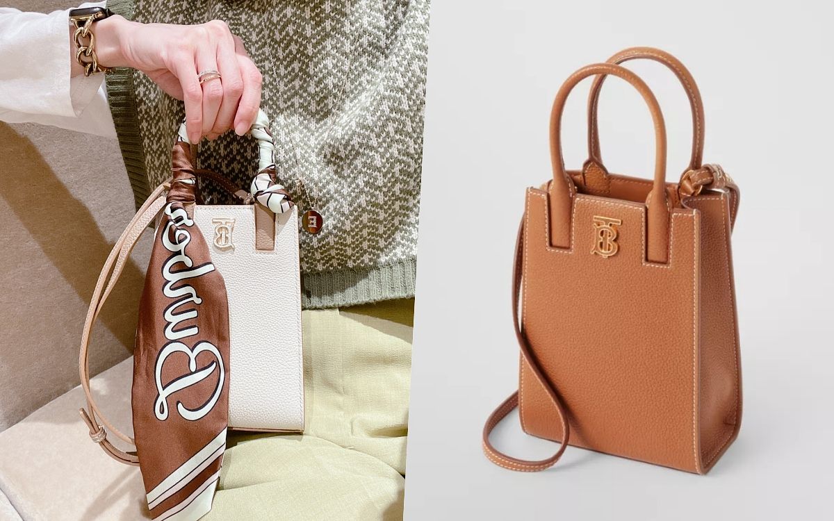 粒紋皮革迷你 Frances 托特包