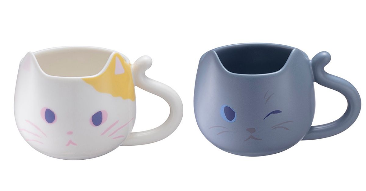 白貓花漾馬克杯(左)、灰貓花漾馬克杯，售價580元。