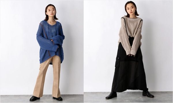 JEANASIS 鏤空針織領口綁帶長袖上衣 